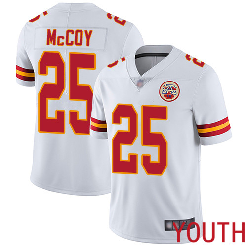 Youth Kansas City Chiefs #25 McCoy LeSean White Vapor Untouchable Limited Player Football Nike NFL Jersey->youth nfl jersey->Youth Jersey